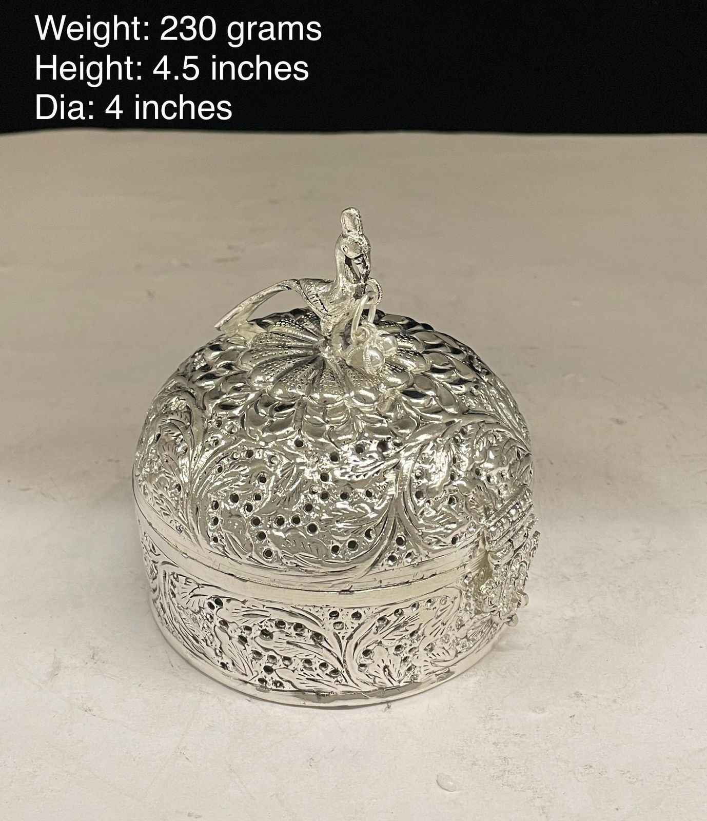 German silver parrot fully carved jewelry box/gift item